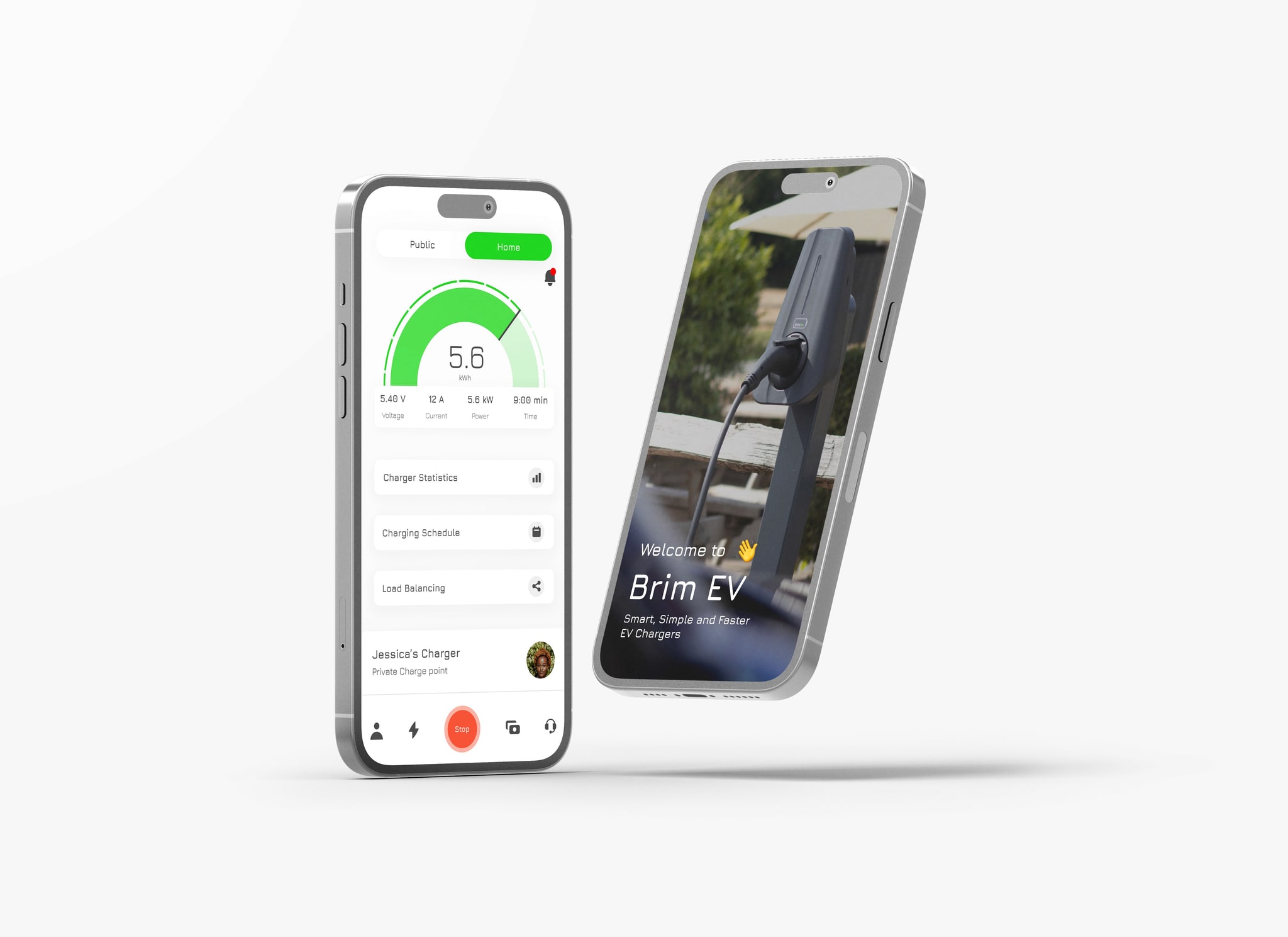 Mockup of two iPhones with the MyBrim app on both screens